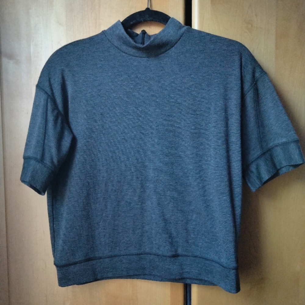 Basil and Lola Anthropologie Charcoal Grey Mock Neck Tee